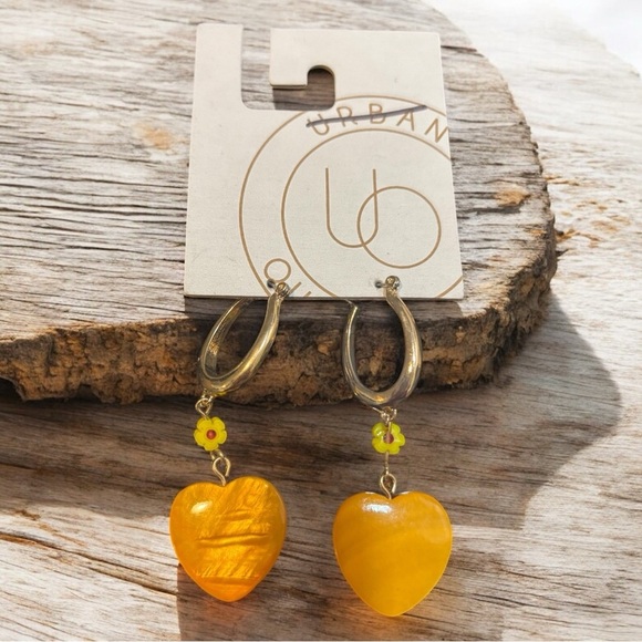 Urban Outfitters Jewelry - Urban Outfitters Yellow Heart Earrings NWT